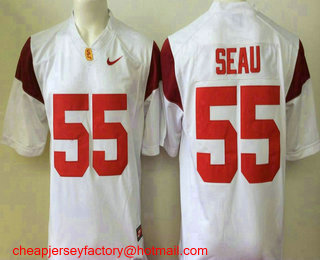 Men's USC Trojans #55 Junior Seau White Stitched College Football Nike Limited NCAA Jersey