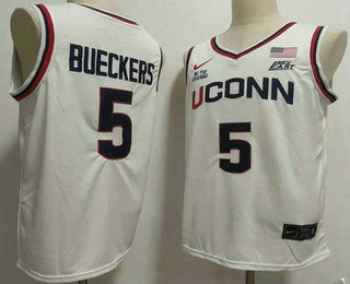 Men's Uconn Huskies #5 Paige Bueckers White College Basketball Jersey