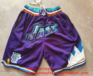 Men's Utah Jazz Mountain Purple  With Gold NBA logo Just Don Swingman Throwback Shorts
