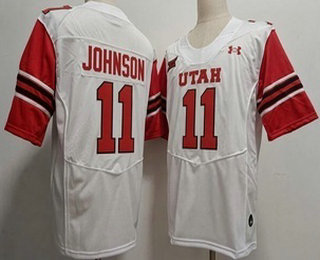 Men's Utah Utes #11 Ricky Johnson White College Football Jersey
