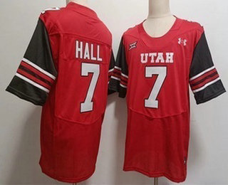 Men's Utah Utes #7 Johnathan Hall Red College Football Jersey