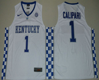 Men's Kentucky Wildcats #1 John Calipari White College Basketball 2017 Nike Swingman Stitched NCAA Jersey