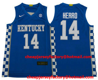 Men's Villanova Wildcats #14 Tyler Herro Royal Blue 2020 White College Basketball Swingman Stitched Nike Jersey