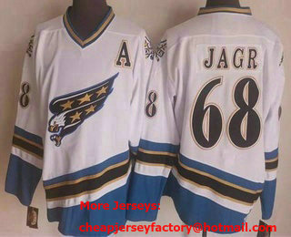 Men's Washington Capitals #68 Jaromir Jagr White CCM Vintage Throwback Jersey