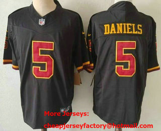 Men's Washington Commanders #5 Jayden Daniels Limited Black FUSE Vapor Jersey