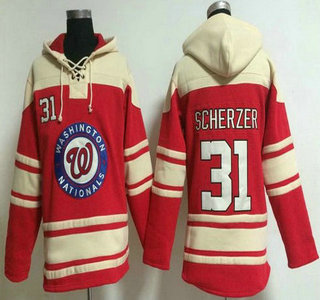 Men's Washington Nationals #31 Max Scherzer Home Red MLB Hoody