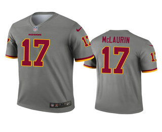 Men's Washington Redskins #17 Terry McLaurin Gray Inverted Legend Jersey