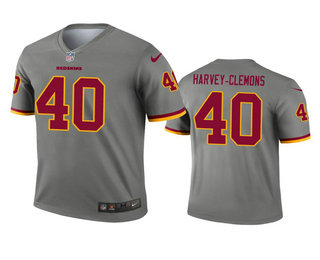 Men's Washington Redskins #40 Josh Harvey-Clemons Gray Inverted Legend Jersey