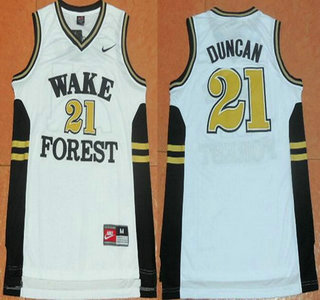 Men's West Forsyth University #21 Tim Duncan White College Basketball Nike Swingman Jersey