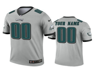Men's philadelphia Eagles Custom Silver Inverted Legend Jersey