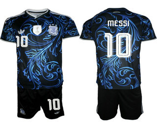 Mens Argentina National Team #10 Lionel Messi Black Away 2026 World Cup Soccer Jersey Suit
