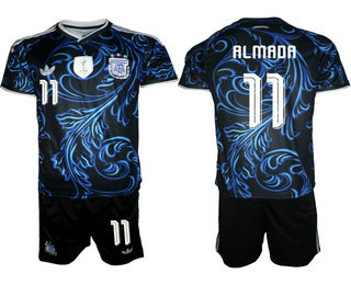 Mens Argentina National Team #11 Thiago Almada Black Away 2026 World Cup Soccer Jersey Suit