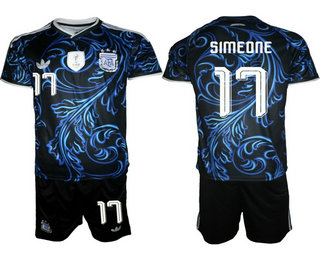 Mens Argentina National Team #17 Giuliano Simeone Black Away 2026 World Cup Soccer Jersey Suit