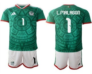 Mens Mexico #1 Luis Malagon 2026 World Cup Green Home Soccer Jersey Suit