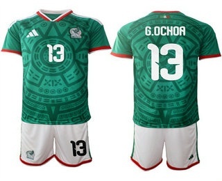 Mens Mexico #13 Guillermo Ochoa 2026 World Cup Green Home Soccer Jersey Suit