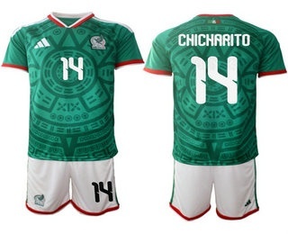Mens Mexico #14 Chicharito Green 2026 World Cup Home Soccer Jersey Suit