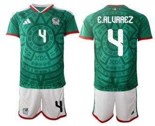 Mens Mexico #4 Edson Alvarez 2026 World Cup Home Green Soccer Jersey Suit