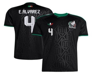 Mens Mexico #4 Edson Alvarez Black Third 2026 World Cup Soccer Jersey Kit