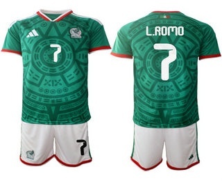 Mens Mexico #7 Luis Romo 2026 World Cup Home Green Soccer Jersey Suit