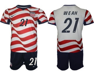 Mens USA National Team #21 Timothy Weah Home White 2026 World Cup Soccer Jersey Suit