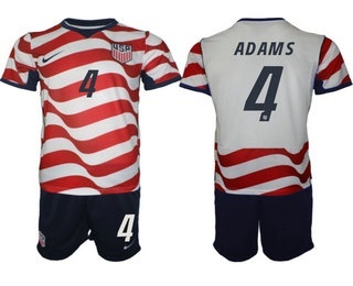 Mens USA National Team #4 Tyler Adams Home White 2026 World Cup Soccer Jersey Suit