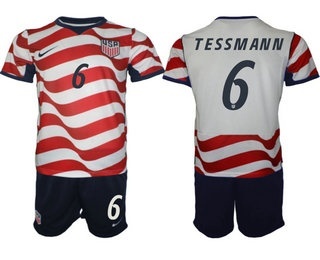Mens USA National Team #6 Tanner Tessmann Home White 2026 World Cup Soccer Jersey Suit