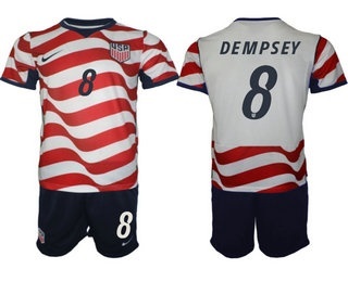 Mens USA National Team #8 Clint Dempsey Home White 2026 World Cup Soccer Jersey Suit