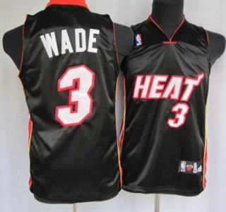 Miami Heat 3 Wade Black Kid Jersey
