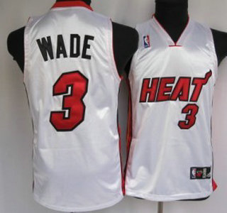 Miami Heat 3 Wade White Kid Jersey