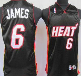 Miami Heat 6 James Black Authentic Kids Jersey