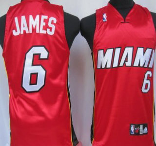 Miami Heat 6 James Red Authentic Kids Jersey