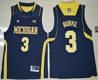Michigan Wolverines #3 Trey Burke Navy Blue Big 10 Patch Jersey