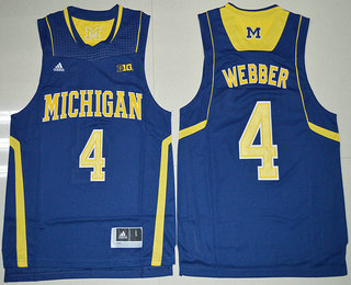 Michigan Wolverines #4 Chirs Webber Navy Blue Big 10 Patch Jersey
