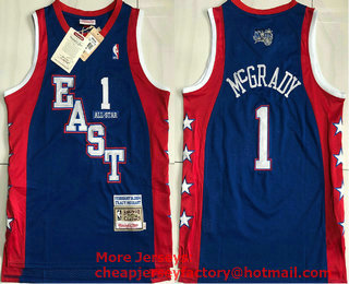 NBA 2004 All-Star Orlando Magic #1 Tracy McGrady Blue Hardwood Classics Soul AU Throwback Jersey