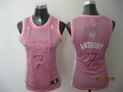 NBA women New York Knicks 7 anthony pink jerseys