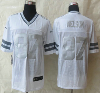 Nike Green Bay Packers #87 Jordy Nelson White Platinum Limited Jersey