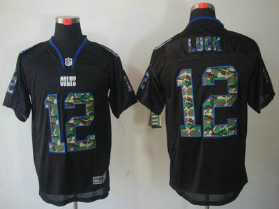 Nike Indianapolis Colts 12 Andrew Luck Black Camo Fashion Elite NFL Jerseys Camo Number