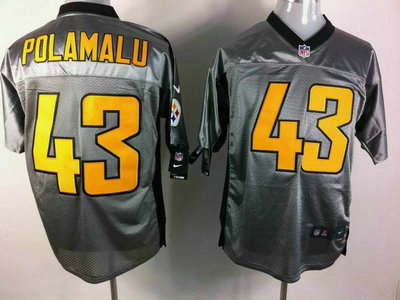 Nike Pittsburgh Steelers 43 Troy Polamalu Grey Shadow 2012 Nike NFL Elite Jersey