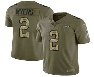 Nike Seahawks #2 Jason Myers Olive Camo Men's Stitched NFL Limited 2017 Salute To Service Jersey