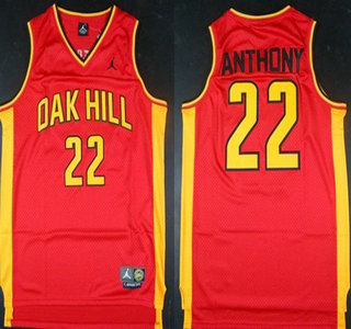 Oak Hill Academy #22 Carmelo Anthony Red Swingman Jersey