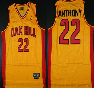Oak Hill Academy #22 Carmelo Anthony Yellow Swingman Jersey