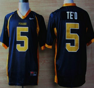 Punahou High School #5 Manti Teo Blue Jersey