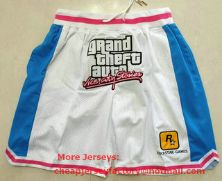 Rockstar Games White Swingman Stitched NBA Shorts
