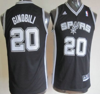 San Antonio Spurs 20 Manu Ginobili Black Kids Jersey