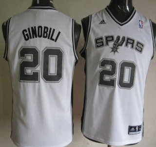 San Antonio Spurs 20 Manu Ginobili White Kids Jersey