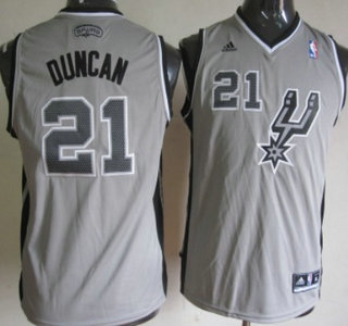 San Antonio Spurs 21 Tim Duncan Grey Kids Jersey