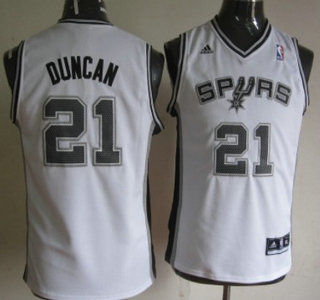 San Antonio Spurs 21 Tim Duncan White Kids Jersey