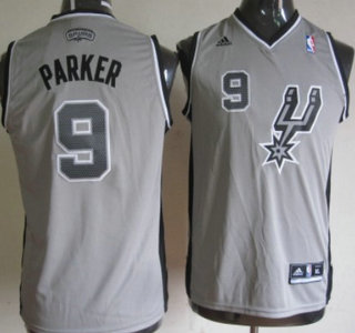 San Antonio Spurs 9 Tony Parker Gray Kids Jersey