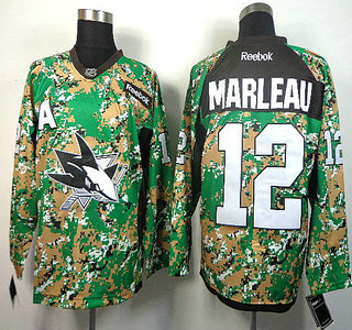 San Jose Sharks #12 Patrick Marleau With A Patch 2014 Camo Jersey