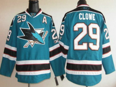 San Jose Sharks 29 Ryane Clowe Blue Jersey